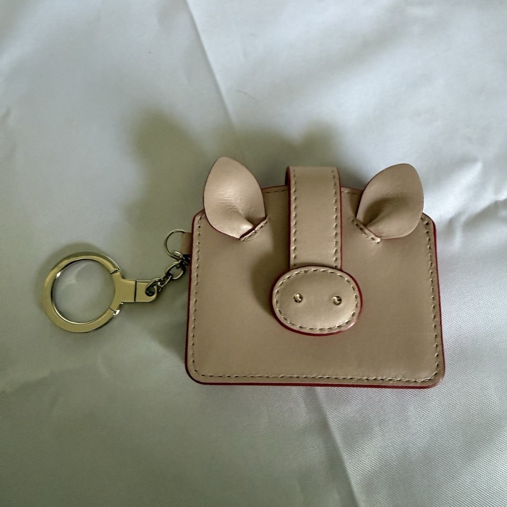 KATE SPADE NEW YORK Year of the Pig Key Chain Bag Charm Card Holder Wallet Pink